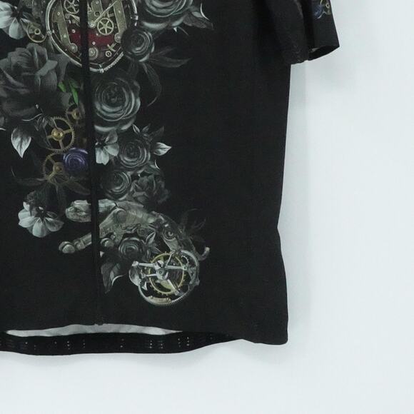 Archangel Cycling Jersey Mens 2XL Black Steampunk Winged Heart Gears Full Zip - Picture 6 of 16